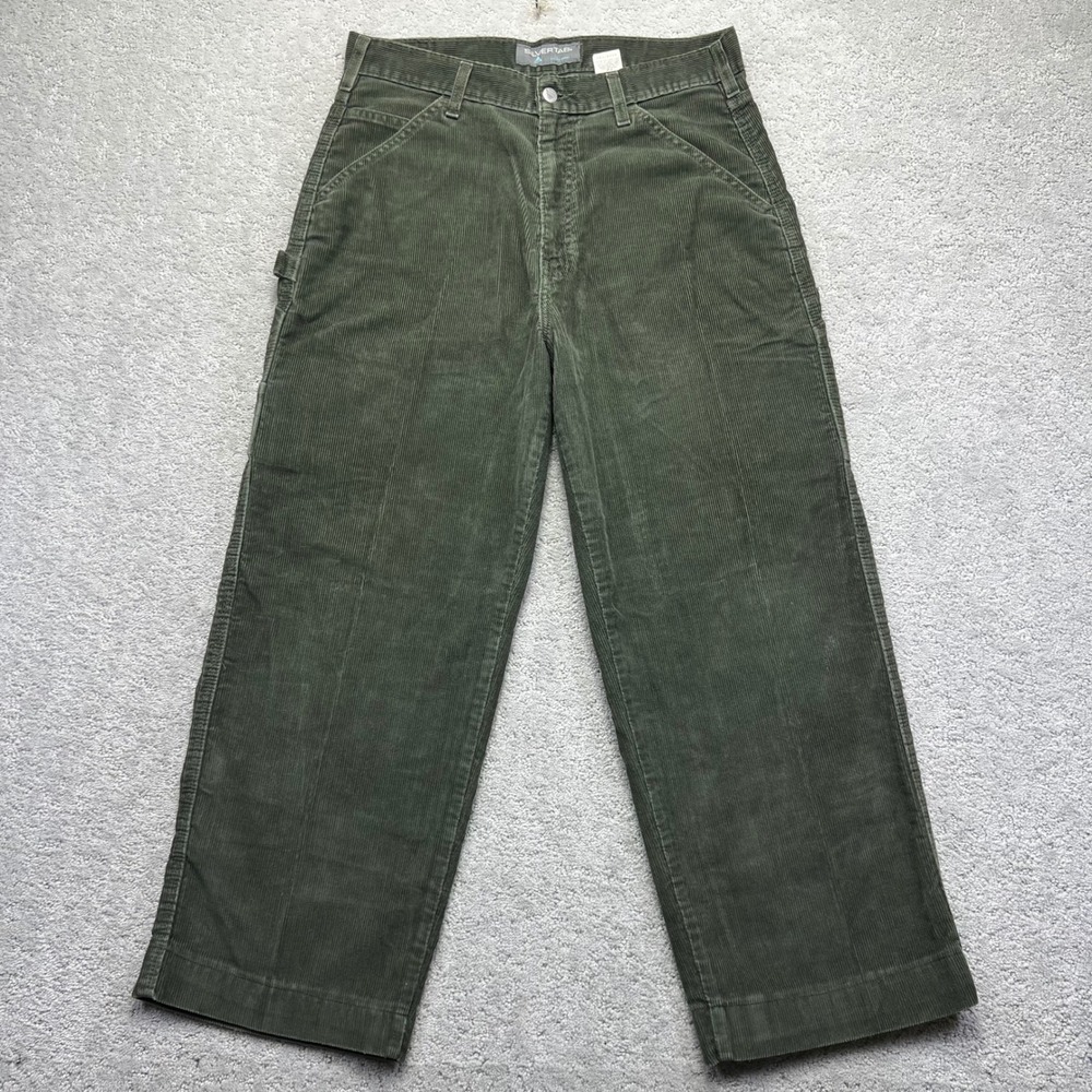 VTG Y2k Levis Silver Tab Corduroy Pants 32x34(33x27.5) Green Carpenter Baggy